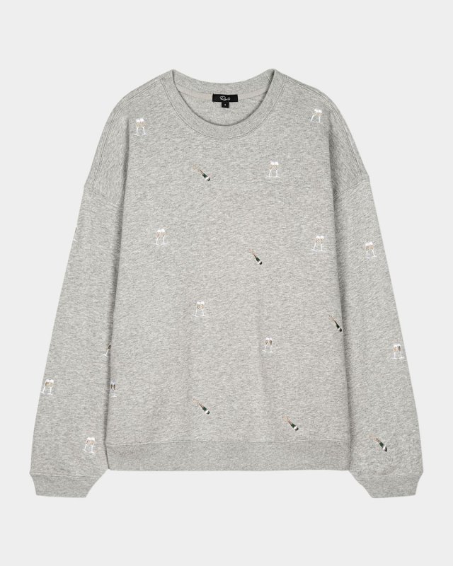 Champagne Embroidered Varsity Sweatshirt